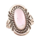 925 Sterling Silver Vintage Ring Oval Mother Of Pearl Roped  SZ 7.5  RG32244