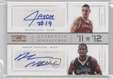 2012 Panini National Treasures 80/99 Gustavo Ayon Andrew Nicholson #88 Auto 2k0