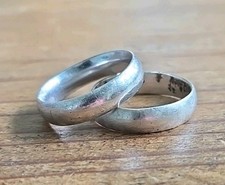 Vintage Pair Of Sterling Silver Wedding Bands Fashion Rings Size 7.5 And 9