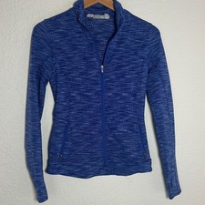 Athleta Blue Jacket Full Zip Pockets Stretch Fitted Athletic Athleisure XS