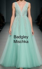 Badgley Mischka Sky Blue rhinestones Embellished Tulle Gown sz 14
