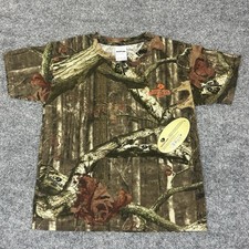 Mossy Oak Camo Shirt Youth Small Break Up Infinity Short Sleeve Orange Logo NWT
