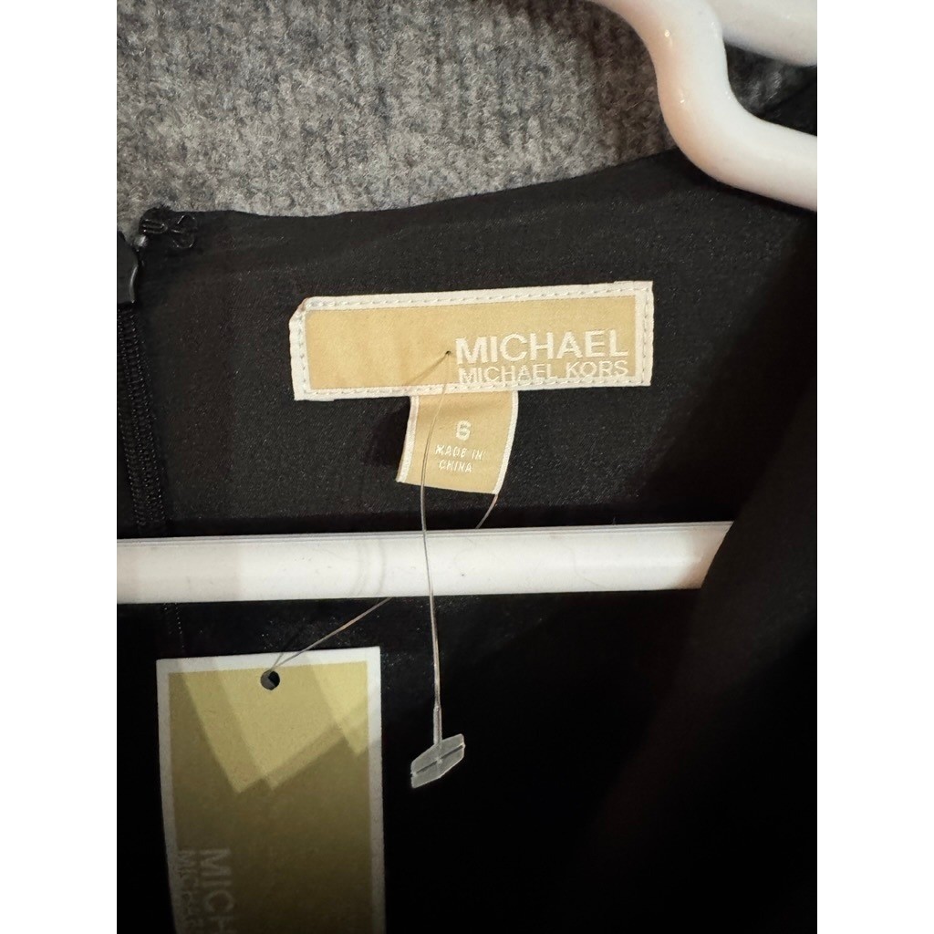 NWT Michael Michael Kors Black Cowl Neck Belted Sheath Dress MU38B49WH1 Size 6 thumbnail 3