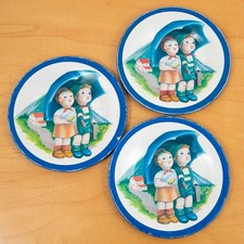 Vintage Hummel Kids Metal Tin Litho Play Plates - Set of 3 