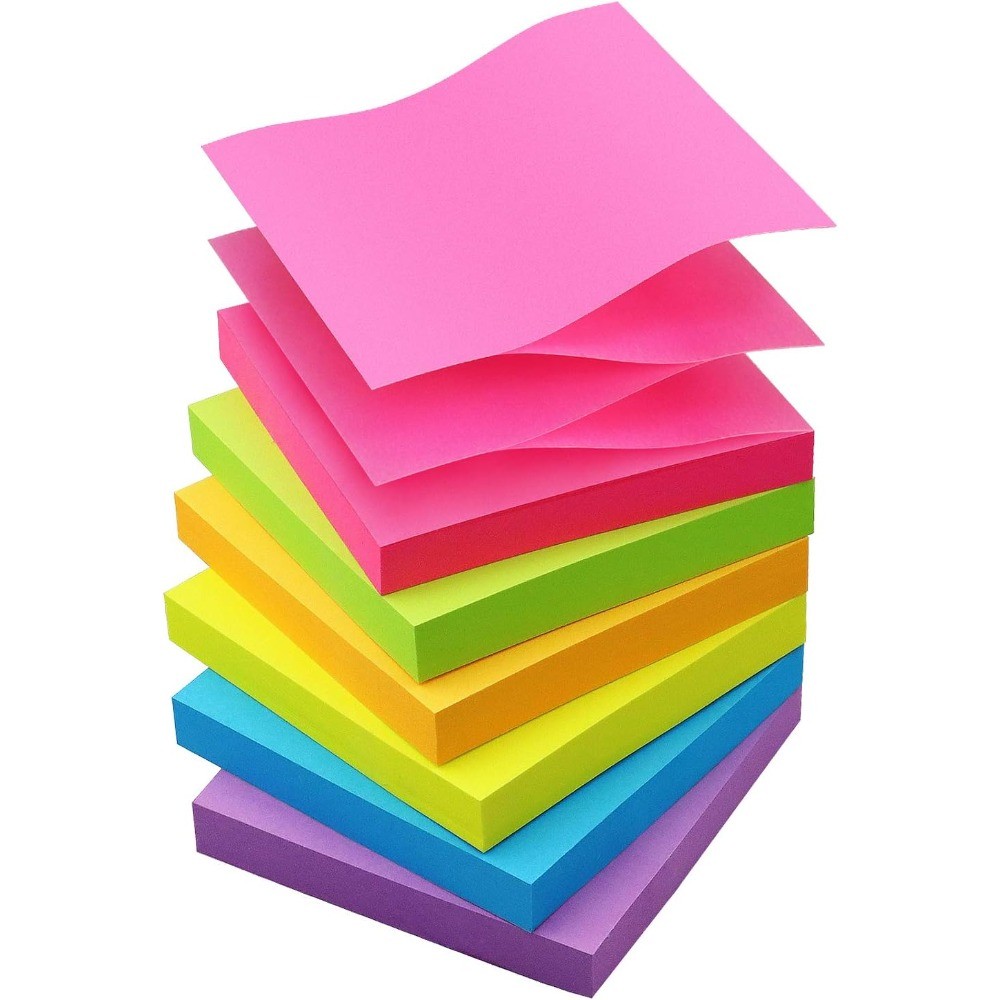 6-Color 3x3 Pop-Up Sticky Notes - 100 Sheets per Pad, 6 Pads-image