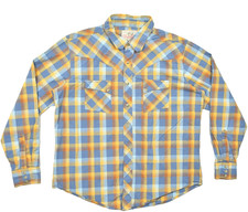 Wrangler Men's Button Down Shirt Size L Pearl Snap Long Sleeve Pocket Classic