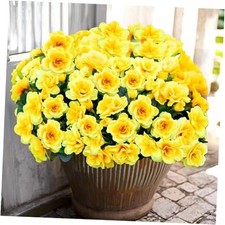 Artificial Flowers Outdoor, UV Resistant Fake Silk Outside 6 Pcs Yellow-b