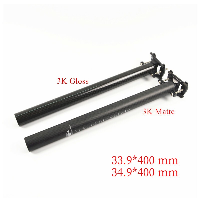 Reggisella bici pieghevole 33,9/34,9 mm fibra di carbonio 400 mm tubo sella nero foto 2