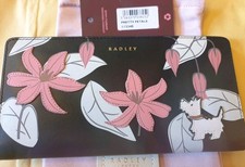 Radley Pretty Petals large Leather Purse, Black BNWT AND DUSTBAG 