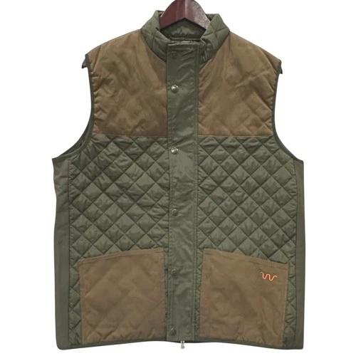 King Ranch Mens Quilted Vest Olive Green Brown Large Diamond Full Zip western - product listing photo