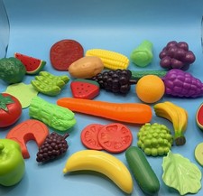 Large Lot Play Food Plastic Fruits Vegetables Pretend Kitchen Toy Set Mixed