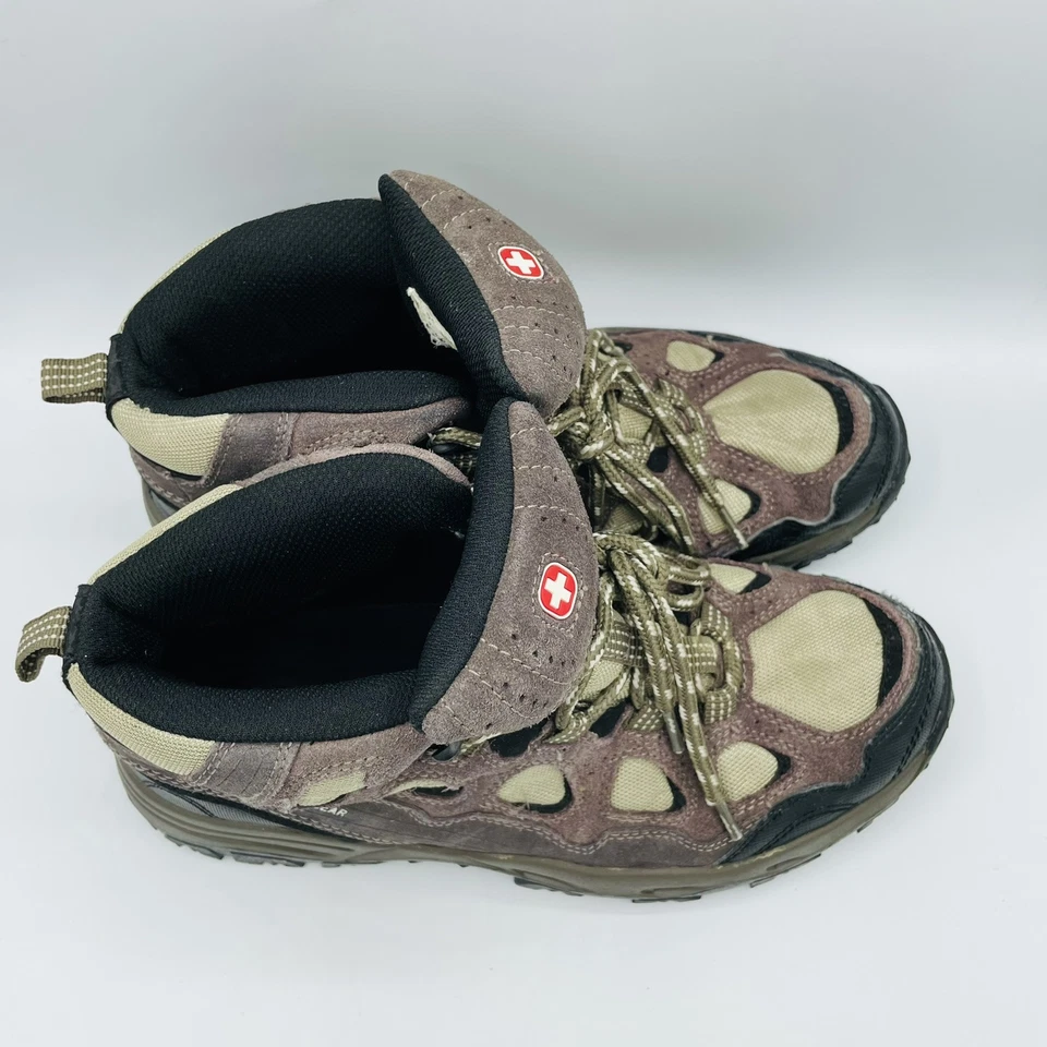 Swiss Gear Zapatos Para Hombres Talla 9 Marrón Cuero Botas de Senderismo Gran Forma Resistente Foto 3 de 4