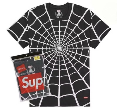 Herren XL, 811936 Supreme x Hanes Spider-Man Tagless T-Shirts (2er Pack) ''schwarz''