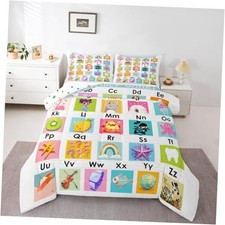 Kids ABC Chart Duvet Insert Size, Educational Comforter Set Twin Multi E01