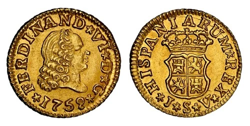 SPAIN. Ferdinand VI. 1759-(Crowned-M) JV AV 1/2 Escudo. NGC MS64 Segovia KM 374
