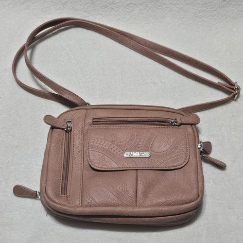MultiSac Brown Pocketed Full Zip Adjustable Crossbody Bag Women's Purse