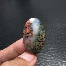Scenic Moss Agate Cabochon 31x20x5mm High Quality 24.5 ct