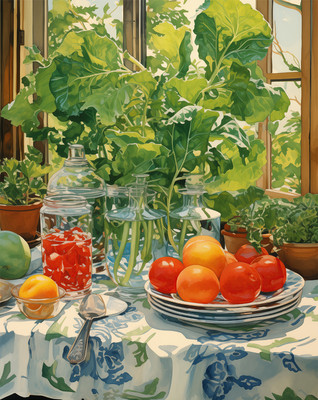 Tomato Still Life Wall Art Sunlit Kitchen Garden Poster -12X16/16X20/18X24/24X36