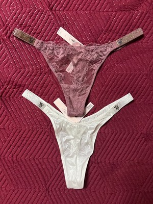 VICTORIA'S SECRET VERY SEXY SHINE STRAP THONG/STRING PANTY LOT OF 2 SIZE LARGE
