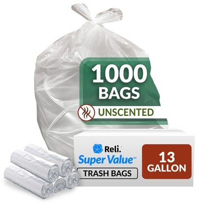Reli. SuperValue 13 Gallon Trash Bags | 1000 1 Count (Pack of 1000), Natural 