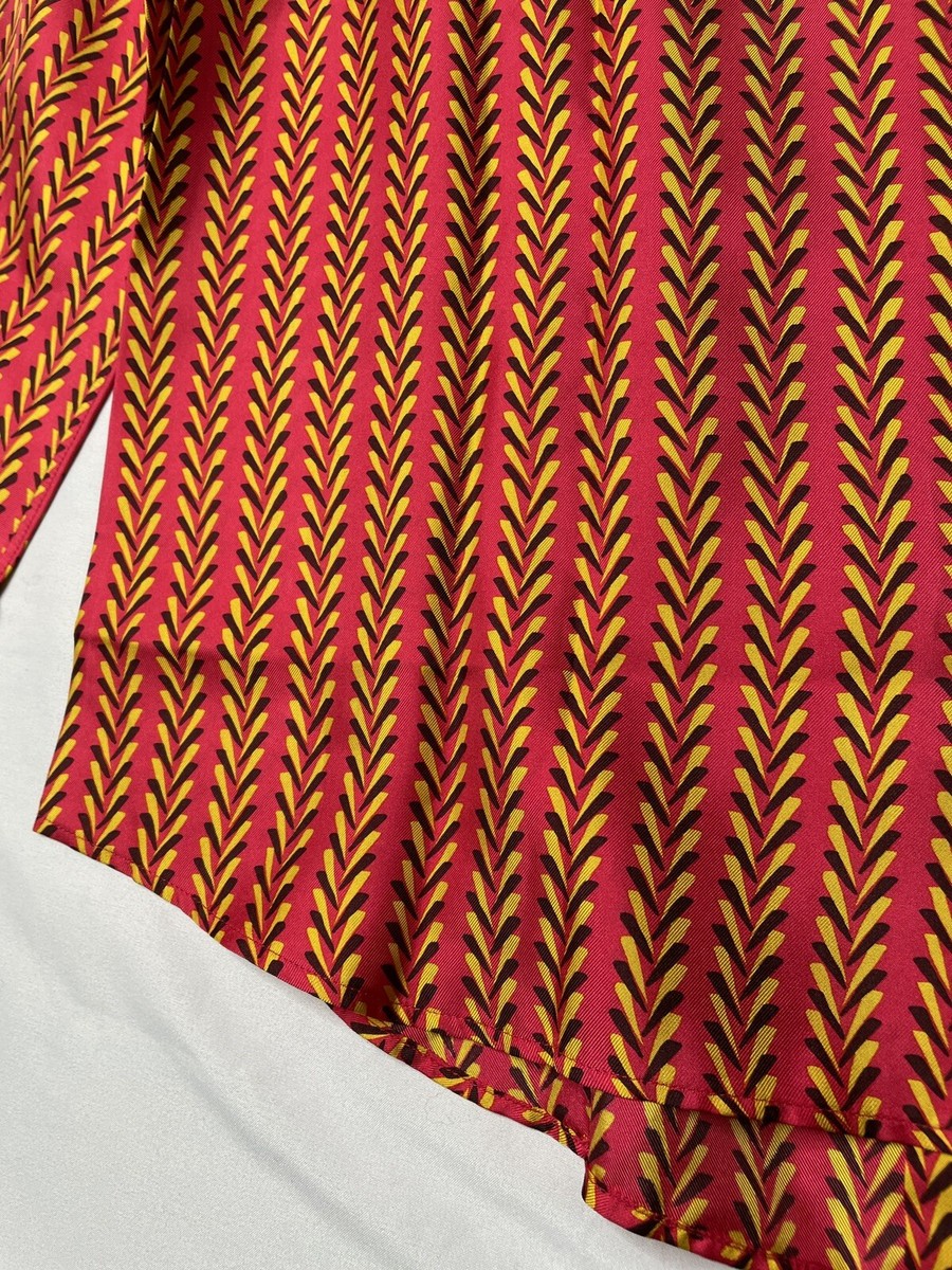 Prada Fall 2003 Holliday & Brown Red Yellow Scarf Print Silk