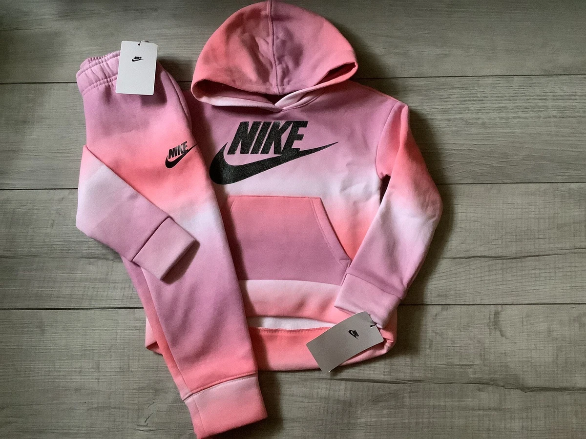 Girls Nike Pink ombre hoodie & joggers set size 4 ( NWT)