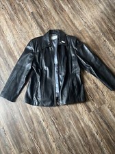 Jacqueline Ferrari Leather Jacket X-large Lambskin Black Zipper Fitted Lined