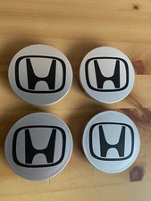 Silver/Black HONDA Set Of 4 Wheel Center Caps 69MM
