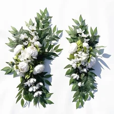 Wedding Arch Flowers, 2pcs Eucalyptus Leaves Corner Peony Floral Swags, Artif...