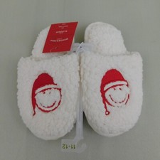 Wondershop Santa Smiley Face Kids Sherpa Christmas Slippers - 11-12, White 3281