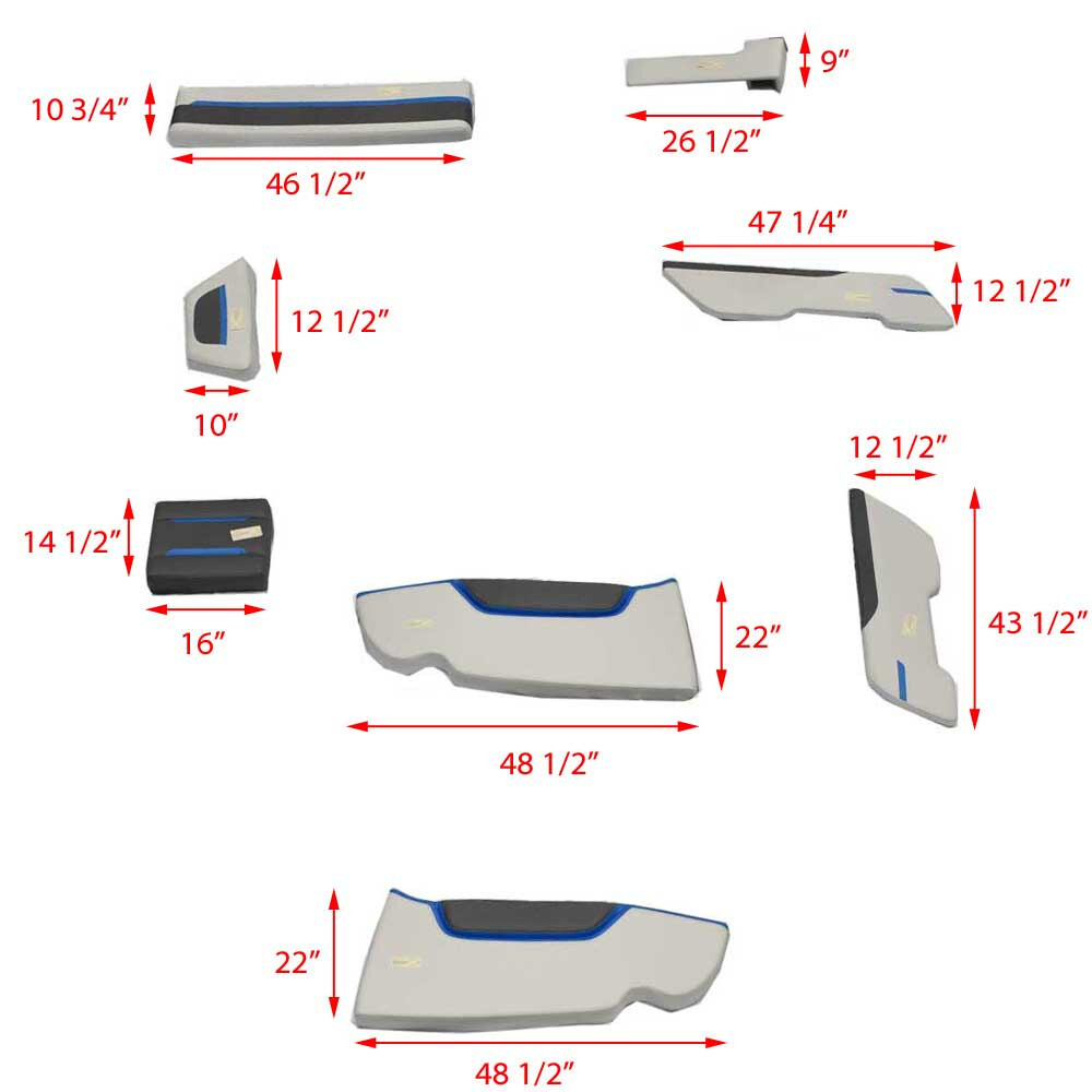 Hurricane Boat Seat Cushions 2630531 SportDeck 190 O/B Blue (15PC) eBay