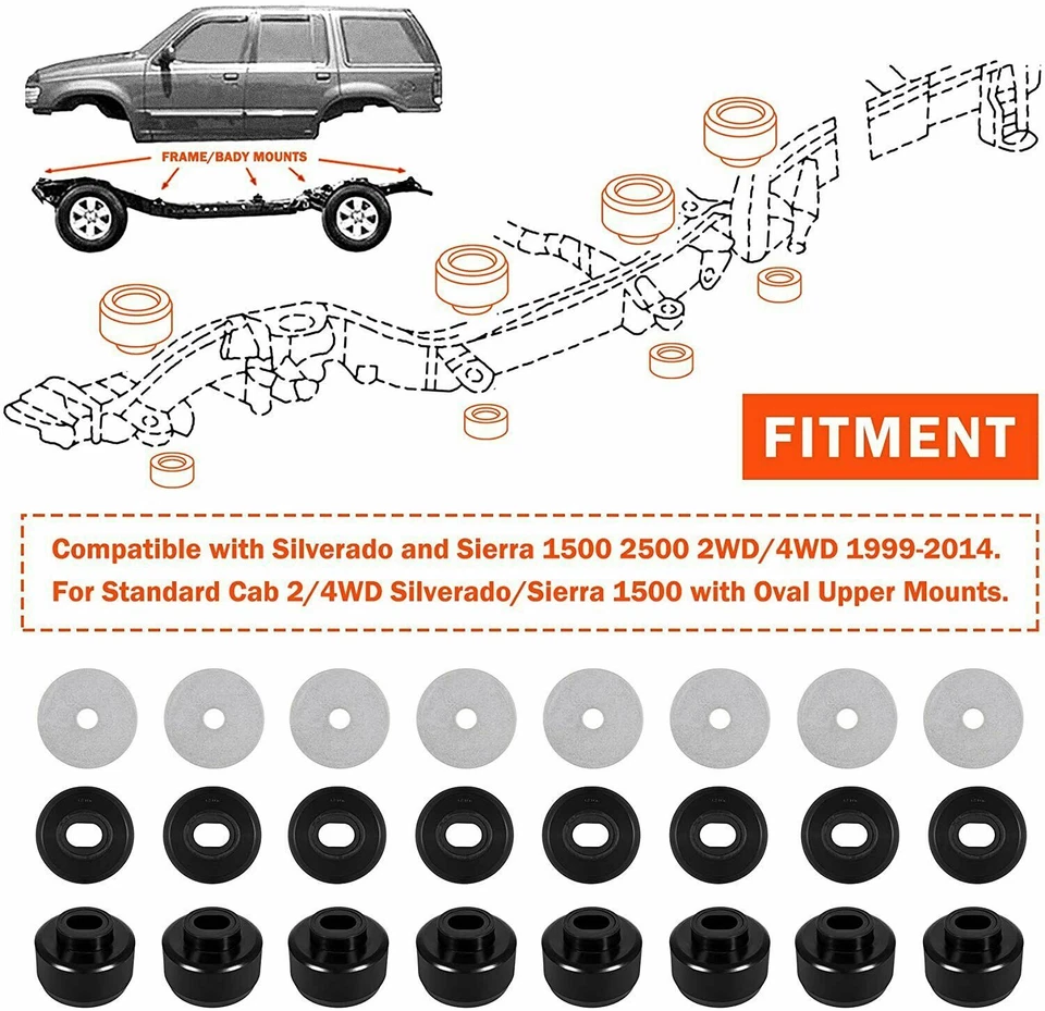 Kit de buje de montaje de cabina de carrocería 7-141 para Chevy Silverado GMC Sierra 1500 1999-2014 Foto 2 de 4