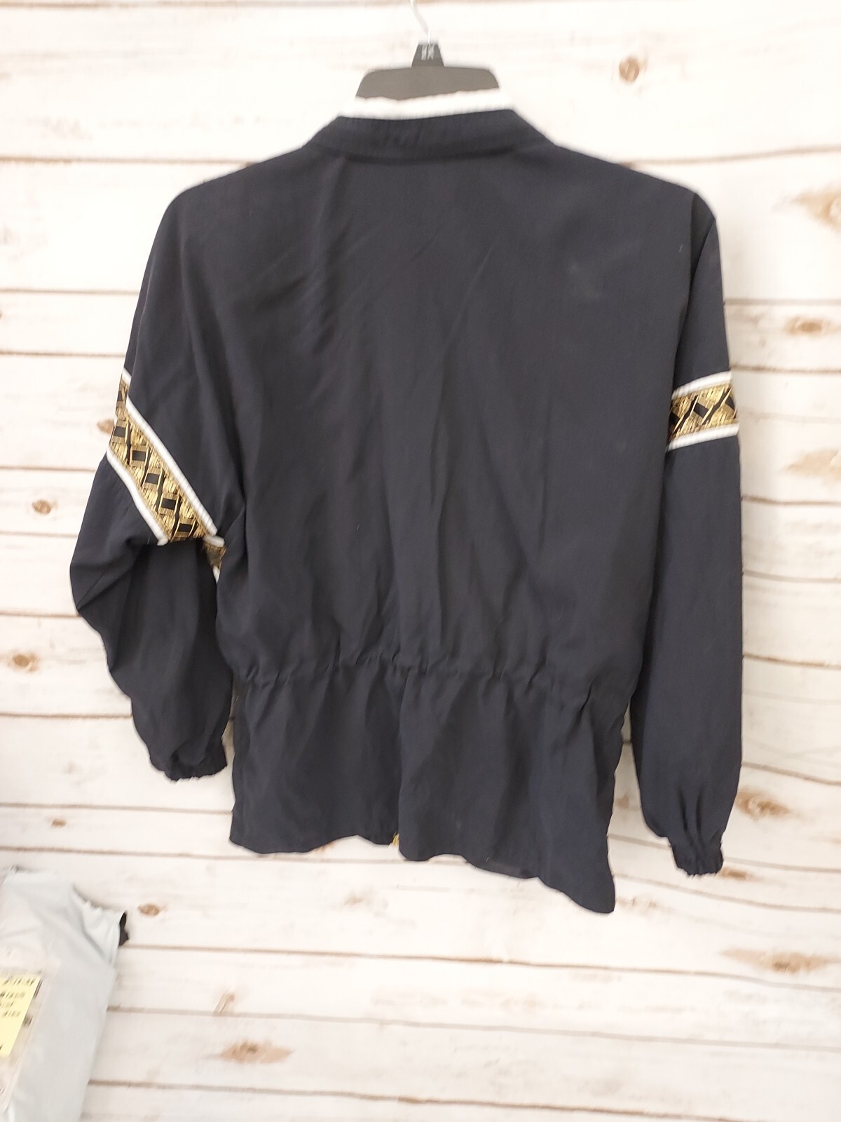 giacca a vento fila nera con bordo oro elastico cravatta vita taglia 4 poliestere