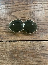 Vintage Bausch Lomb Clip On Sunglasses R4D Green Glass JSF6 Gold Tone B L