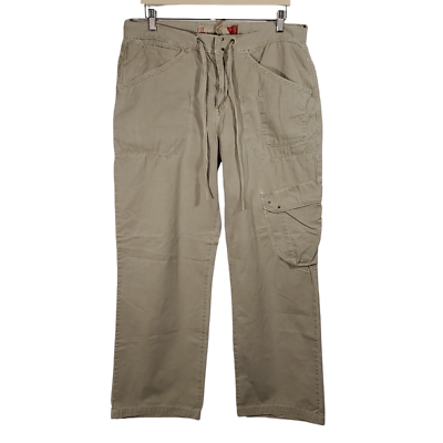 Retro Y2K Guess Jeans Cargo Pants Womens 32 Khaki Flare-Leg Baggy