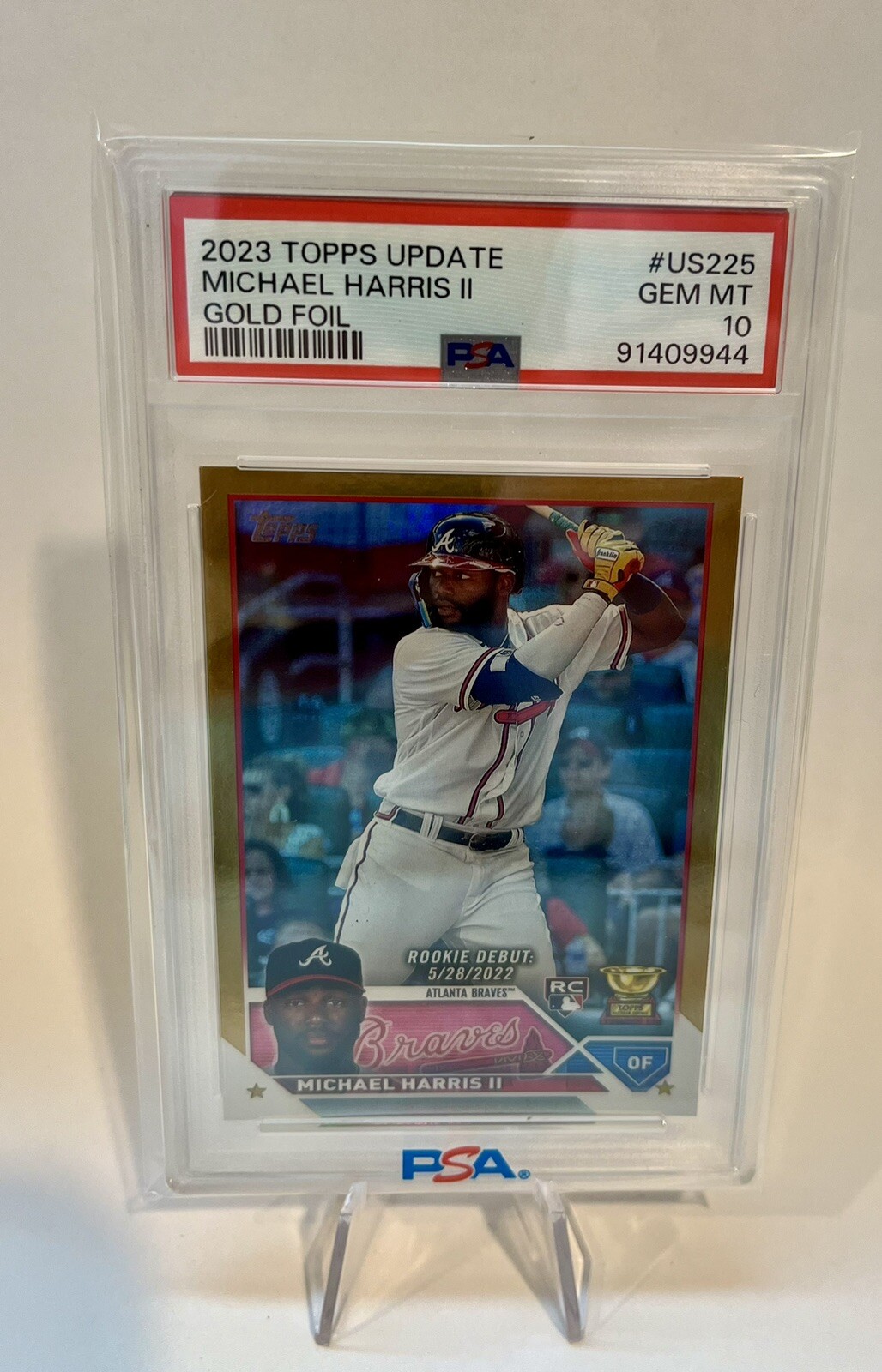 2023 Topps Update Rookie Debut Gold Foil Michael Harris II #US225 RC PSA 10