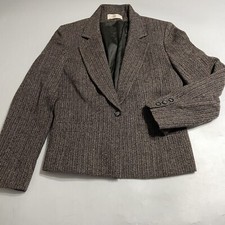 VTG Pendleton Virgin Wool Brown Herringbone Blazer Jacket 1 Button Chest 36"