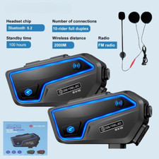 Motorcycle Bluetooth Helmet Intercom Headset Waterproof FM Music GPS Hands-Free