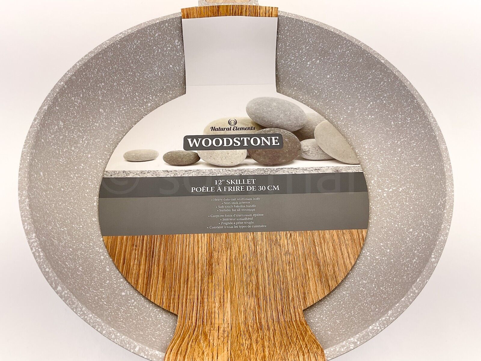Natural Elements Woodstone Big Skillet/Frying Pan Nonstick Heavy Duty 12”  Inch сковороды и сотейники V92042353 купить по выгодной цене в  интернет-магазине  с доставкой