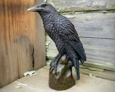 Raven Statue, Gothic Decor, Crow Statue, Bird Decoration 