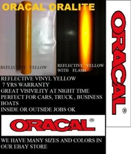 12" x 10 FT Yellow Reflective Vinyl Adhesive  Sign Made in USA Oracal Oralite