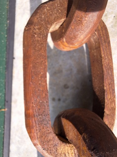 VTG 35" Wood 11 Ring Chain Link Boho Hand-Carved Modern Farmhouse Nautical - Picture 8 of 13