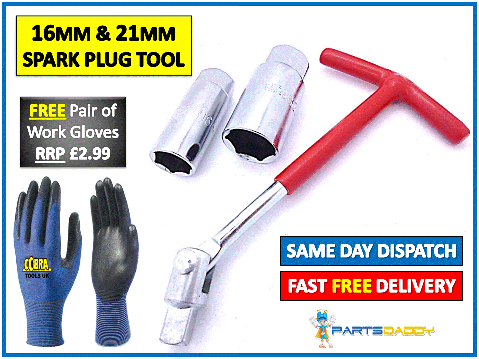 Spark Plug Removal Tool 16mm & 21mm TBar THandle Flexible Spanner