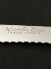 Vtg Stainless Waverly Edge Serrated Carving Knife 8" Blade Wooden Handle USA — photo 4