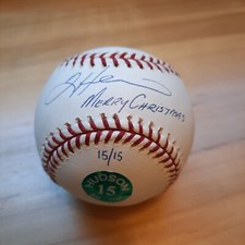TIM HUDSON Signed MLB Baseball Merry Christmas 15/15