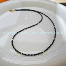3mm Natural Faceted Black Spinel Round Gemstone Beads Necklace 16-28in