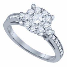 14kt White Gold Round Diamond Solitaire Bridal Wedding Engagement Ring 1 Ctw