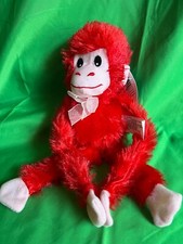Fuzzy Friends Red Plush Monkey Furry Stuffed Animal Pre-Owned with tags.
