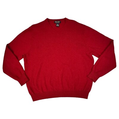 Garret Scott Mens Extra Fine Merino Wool V-Neck Sweater Red XXL