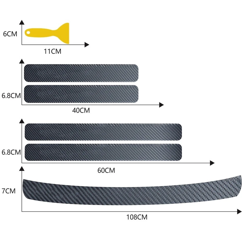 Car Door Plate Sill Scuff Cover Anti Scratch Kick Sticker Protector Carbon Fiber Foto 2 de 4
